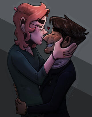 A wallpaper for my phone of me and a friend's characters, Jack and Jamie!